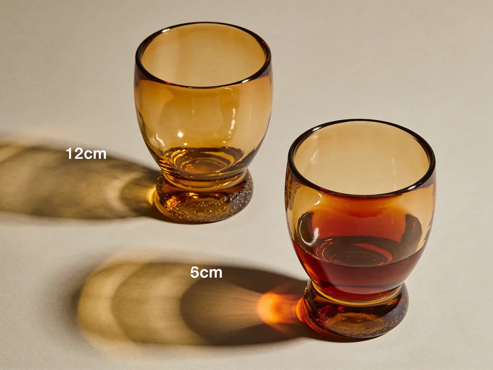 Ambra Wine Glass — Hand-blown amber glass, stemless, 340 ml