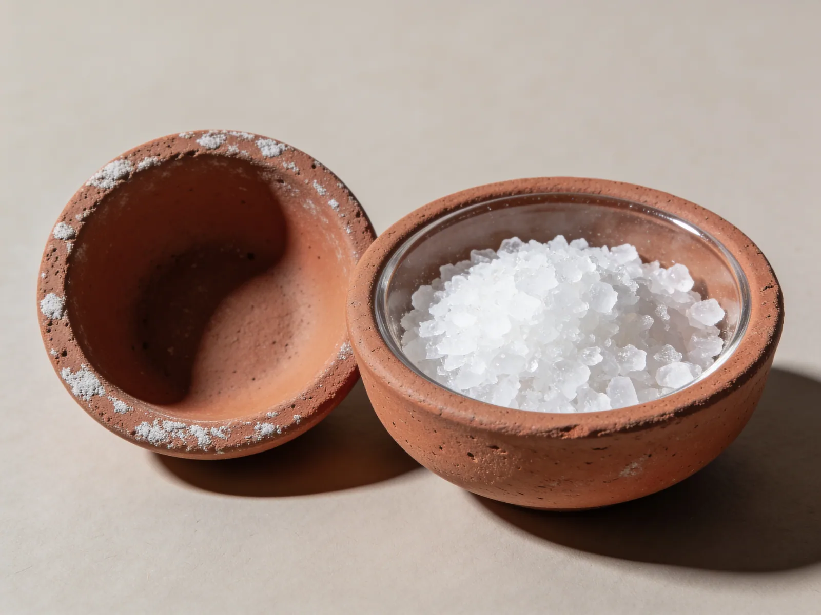Solano Salt Cellar — Unglazed terracotta, glazed interior