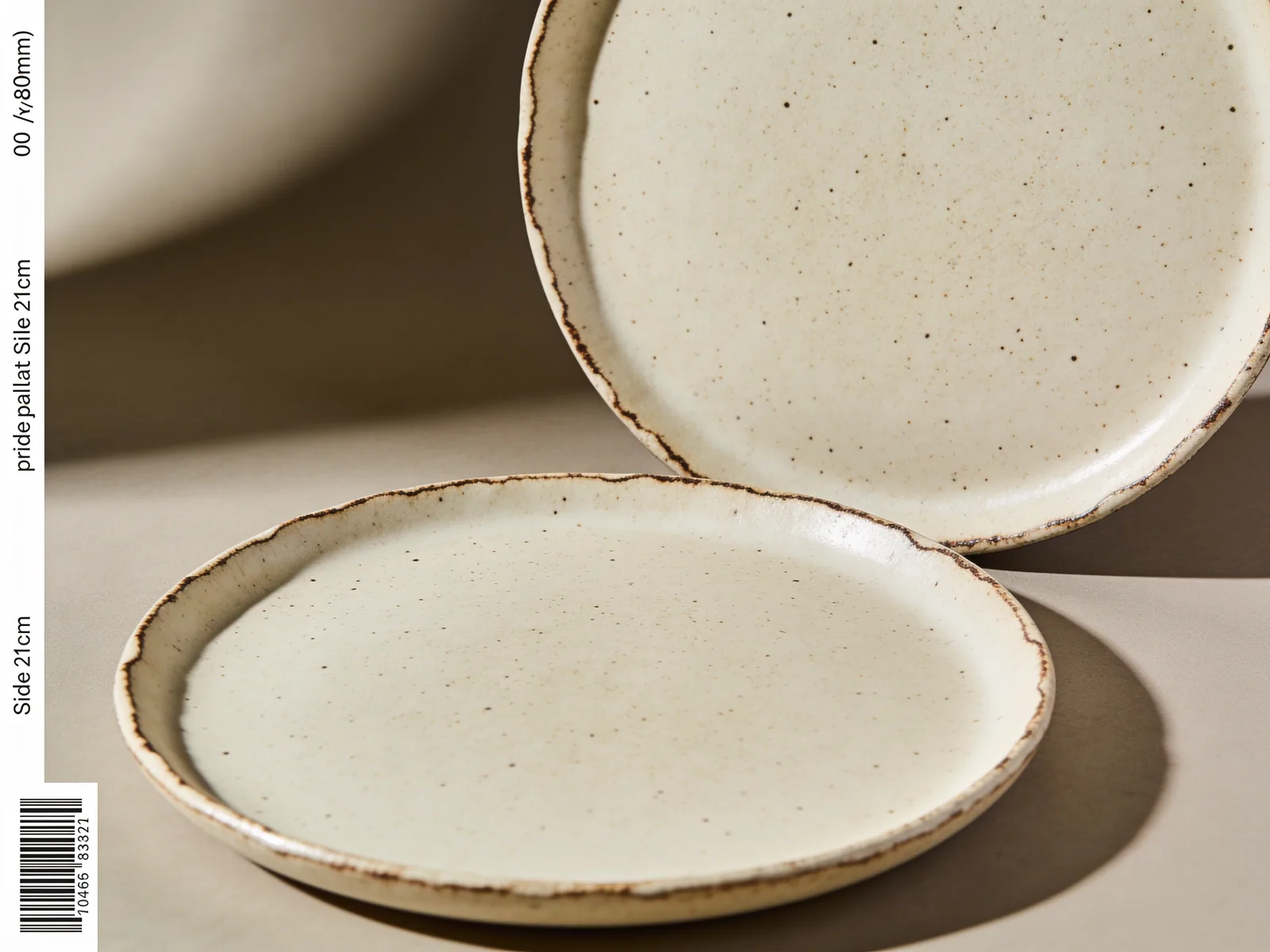 Vega Side Plate — Speckled stoneware, 21 cm, satin bone glaze